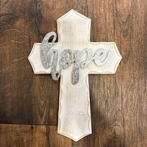 Rustic Wall Cross w/ Galvanized Metal Hope Farmhouse Decor